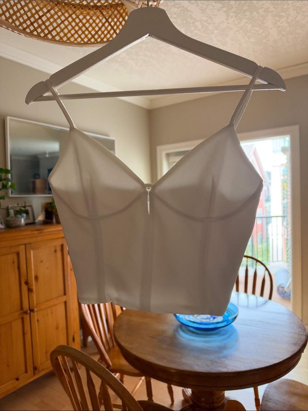 OAK + FORT White Bustier Crop Top